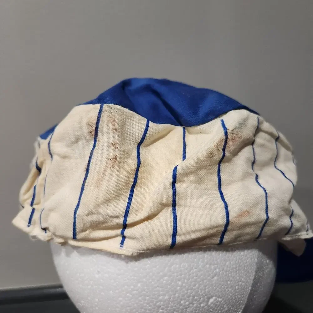 VTG Bud Light‎ Budweiser Beer Blue Pinstripe Painters Hat Cap USA Made STAINED